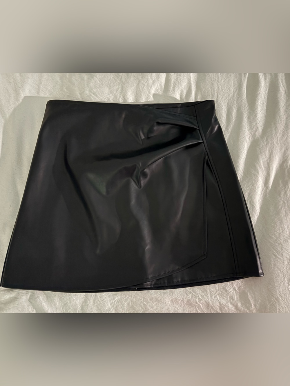 Black Faux Leather Mini Skirt Size Small New Without Tags